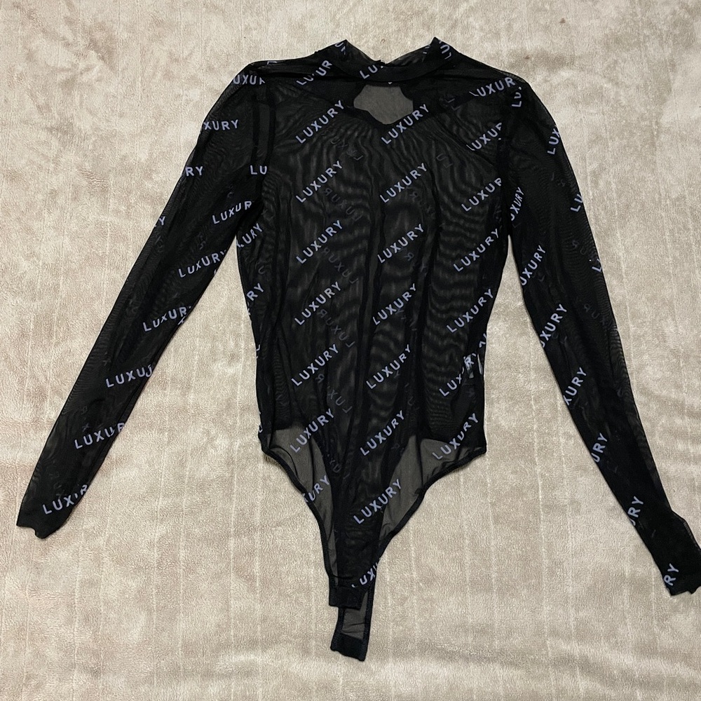 Fashion Nova black mesh body suit